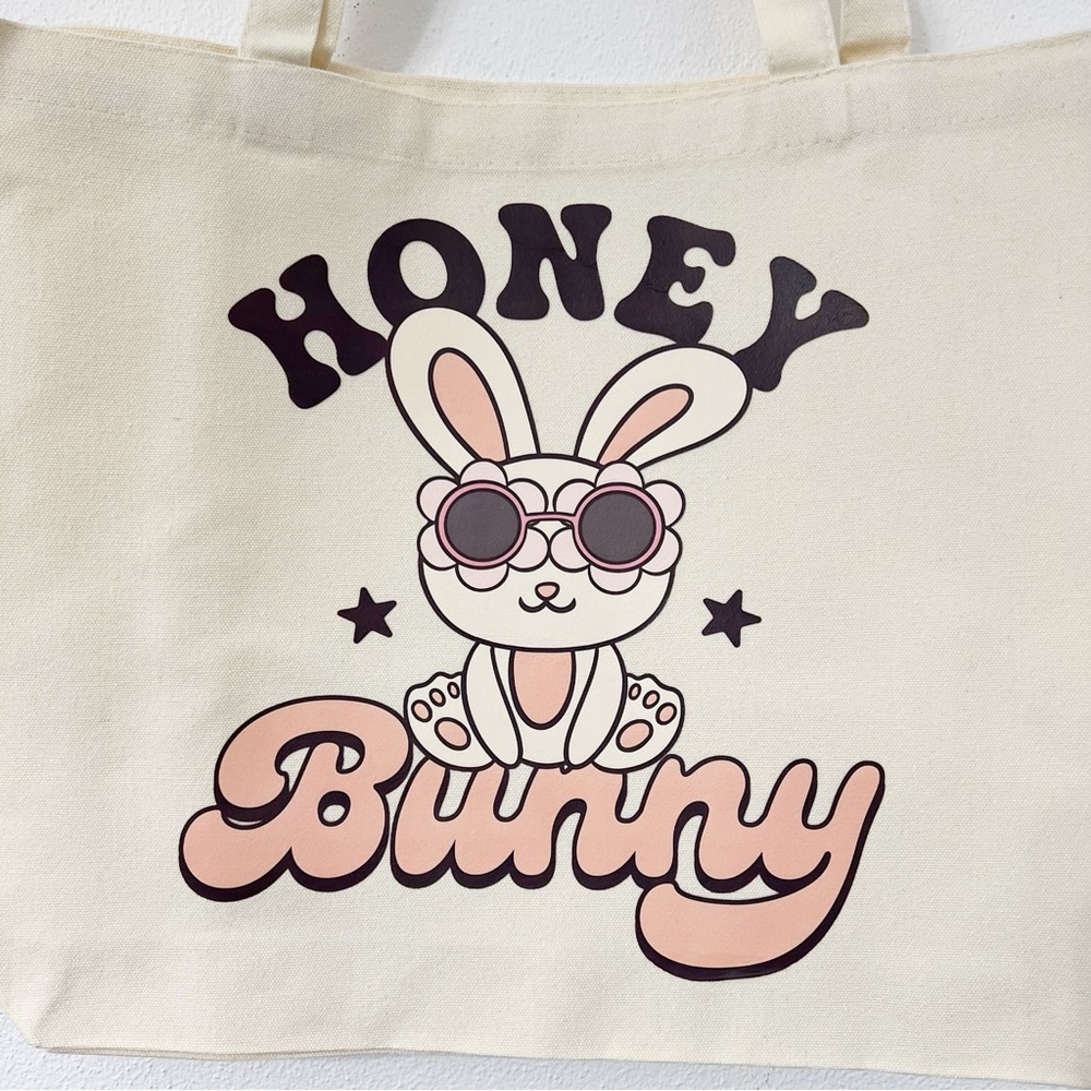 Honey Bunny Retro Canvas Tote - Picture 3 of 3